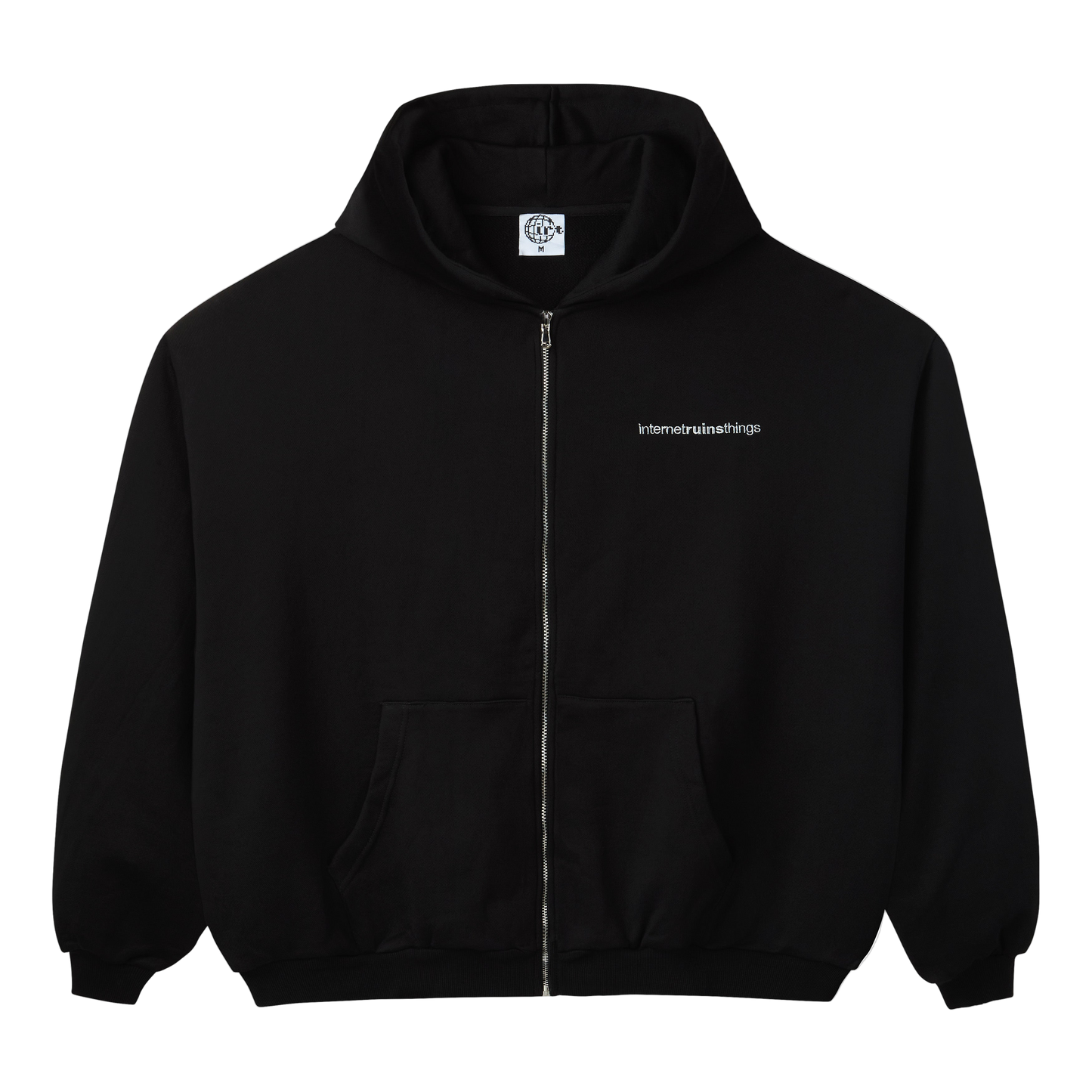 BLACK CRYSTAL GLOBE ZIP UP