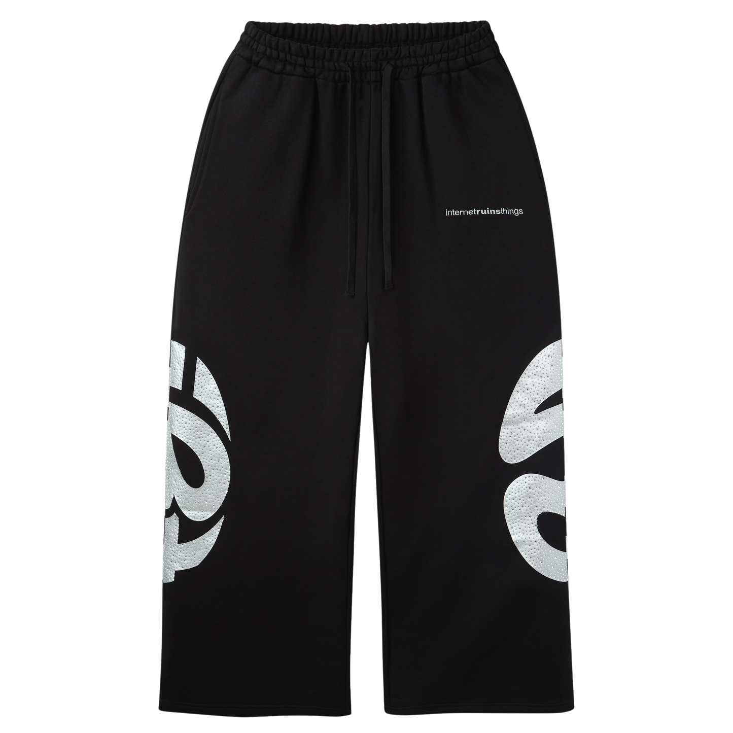 BLACK CRYSTAL GLOBE SWEATPANTS