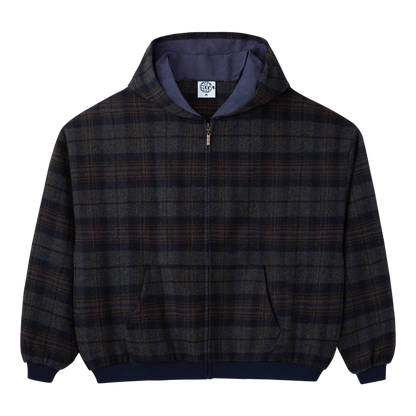PLAID PATCH ZIP UP