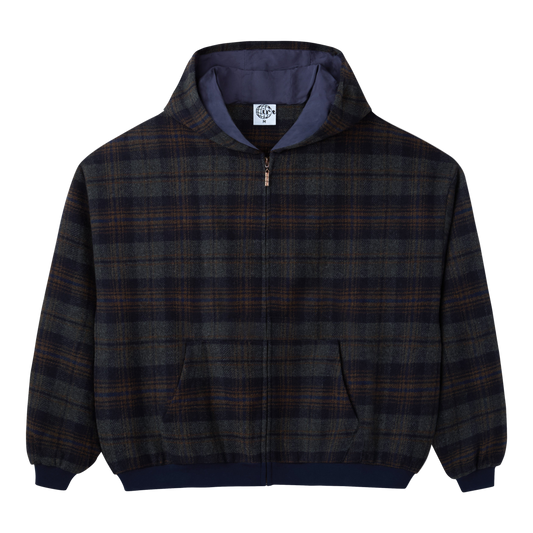 PLAID PATCH ZIP UP