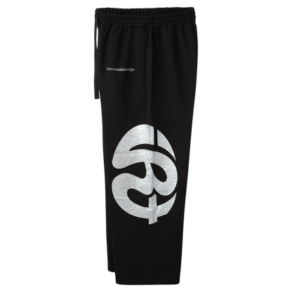 BLACK CRYSTAL GLOBE SWEATPANTS