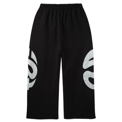 BLACK CRYSTAL GLOBE SWEATPANTS