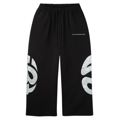 BLACK CRYSTAL GLOBE SWEATPANTS