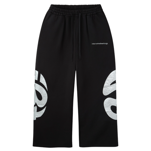 BLACK CRYSTAL GLOBE SWEATPANTS